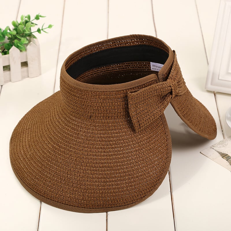 🔥LAST DAY 49% OFF - Women's 2024 Summer Solid Color Bow Design Wide Brim Straw Hat