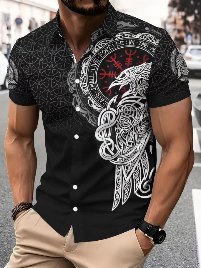 Men's Viking Raven Rune Art Print Shirt