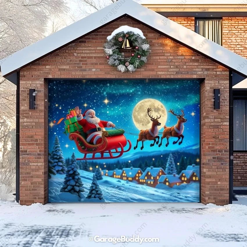Garage Buddy | Santa's Flight | Christmas Garage Door Cover