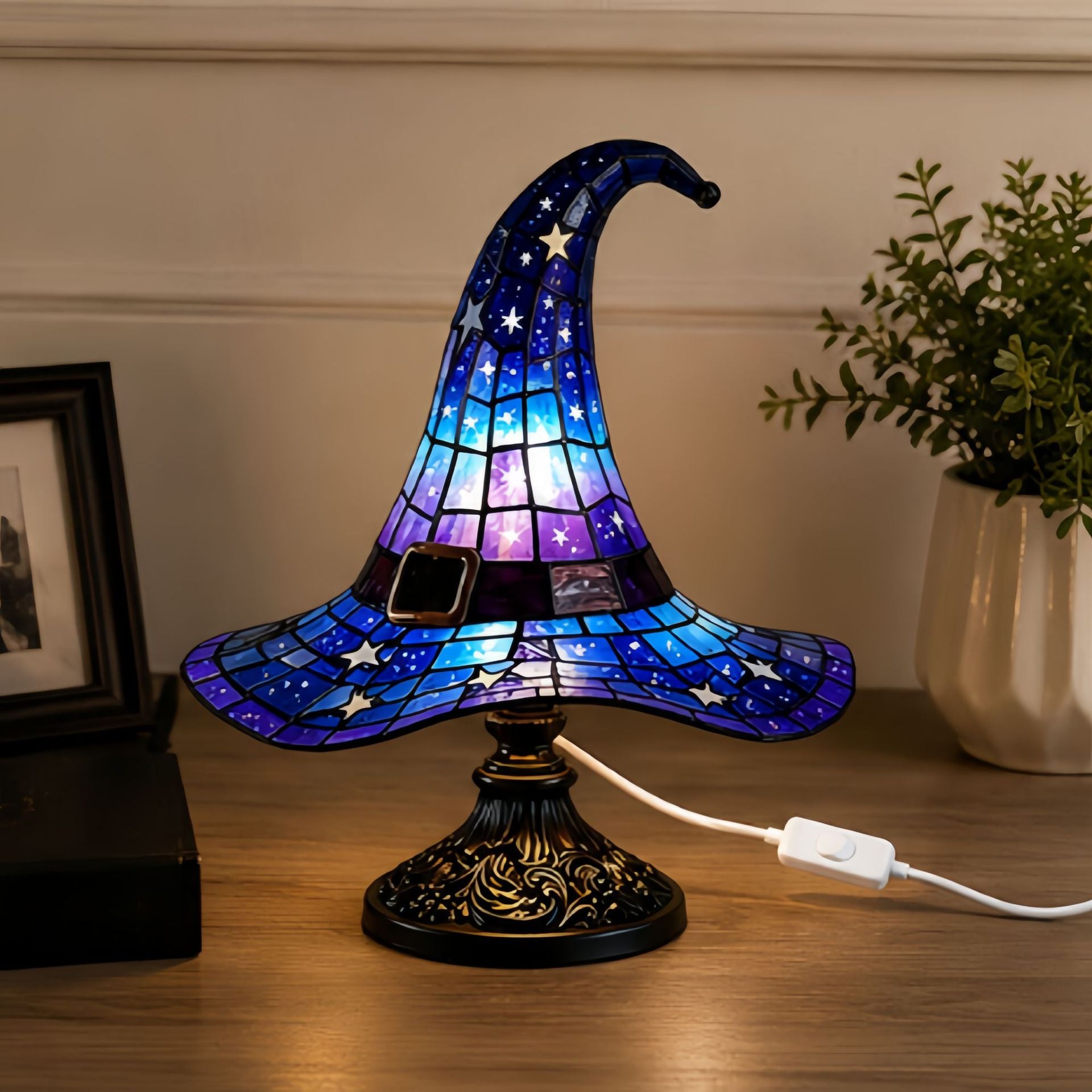 🧙♀️Witch Hat Lamps - Handcrafted Stained Gothic Wizard Hat Lights for Decor