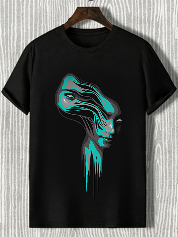 Men's Fun Abstract Face Art Print T-Shirt