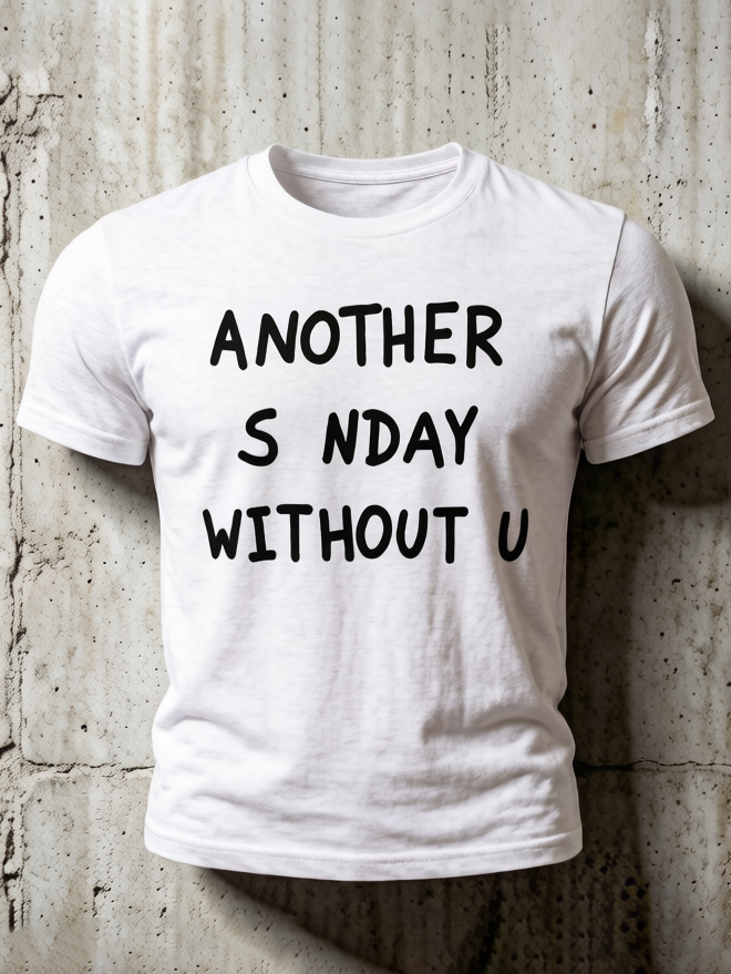 Men's Another Sunday Without U Print Cotton Casual T-Shirt