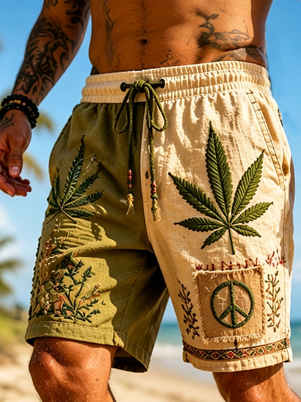 Men's  Wild Hemp Hippie Vacation Art Print Casual Shorts