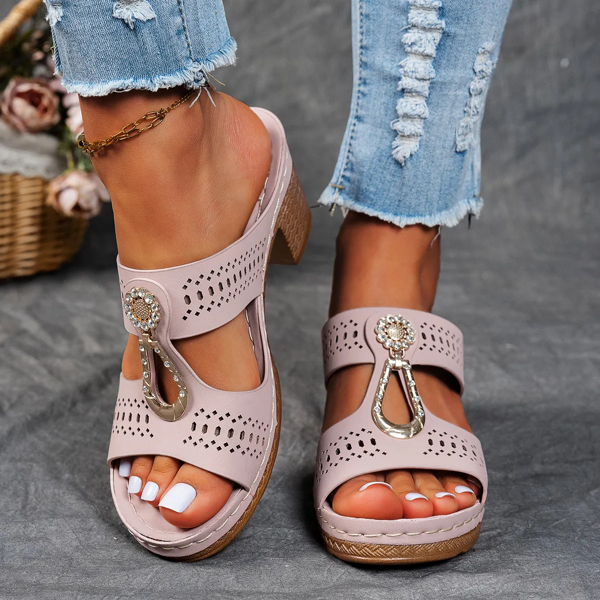Orthopedic Rhinestones Heel Sandals ( BUY 2 FREE SHIPPING )