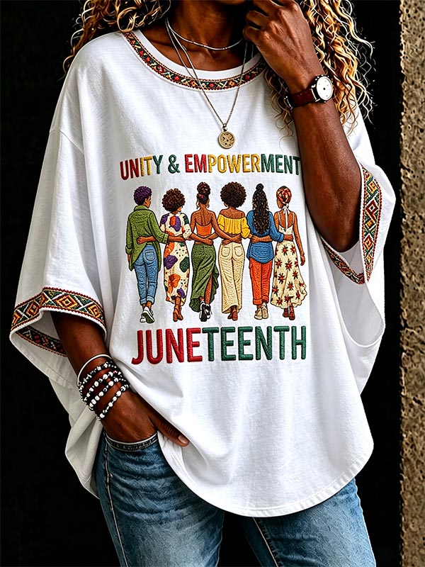 Women's Unity & Empowerment Juneteenth Black Women Art Print Casual T-Shirt