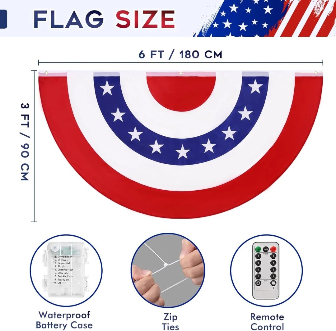 3 x 6 Ft LED Patriotic Bunting Banner for America’s 250th
