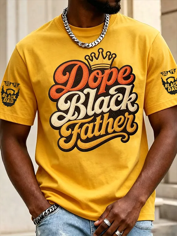 Men's Dope Black Father Print Cotton Casual T-Shirt