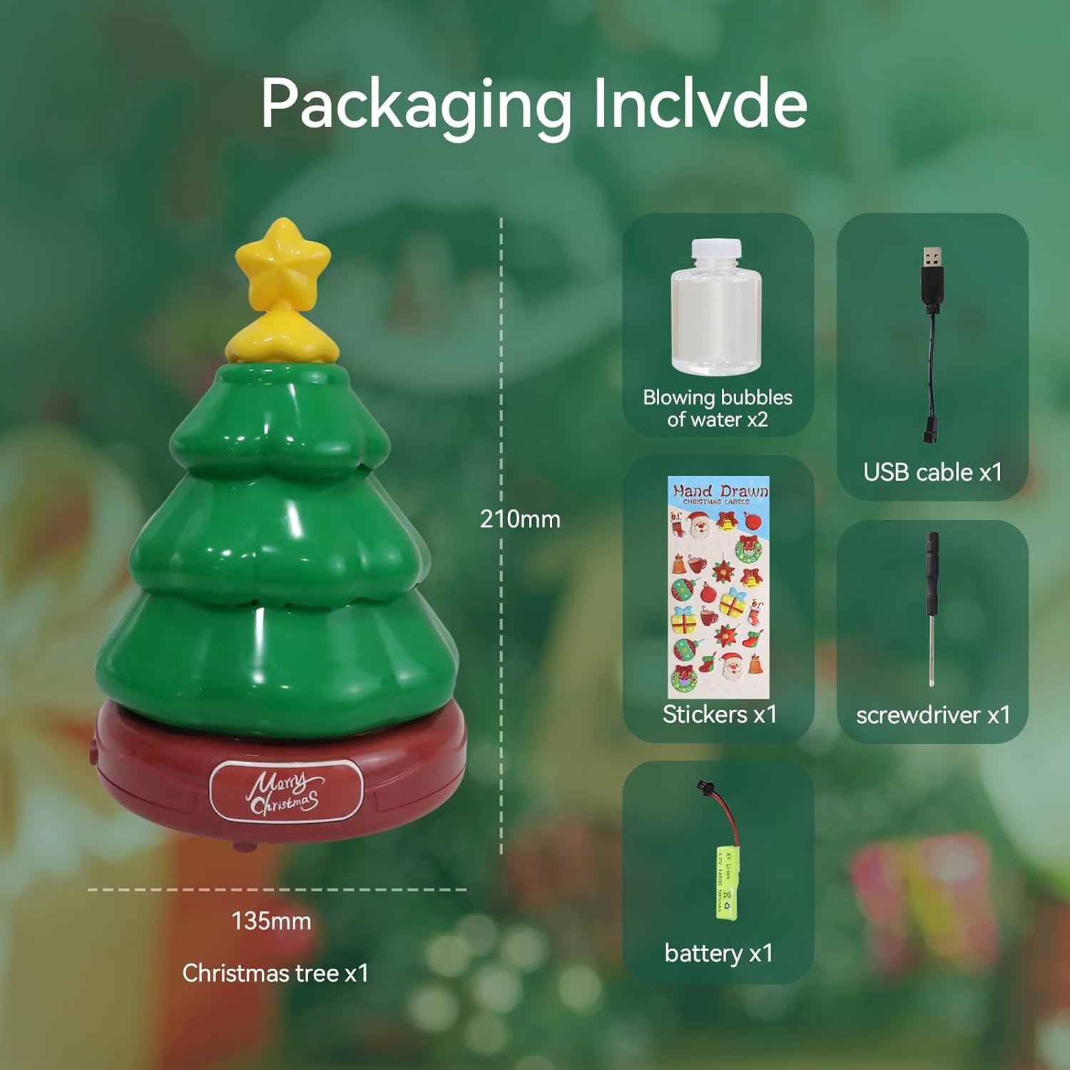 🔥Last 4 hours Sale: Save $20-Christmas Tree Bubble Machine for Kids
