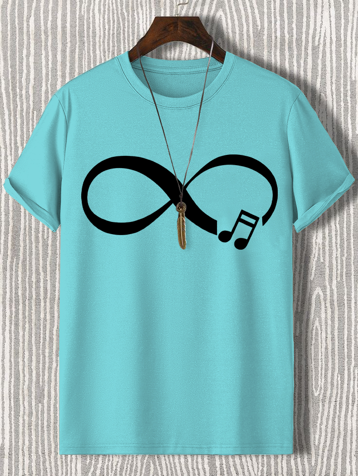 Men's Music Never Ends Infinity Symbol Print Cotton Casual T-Shirt