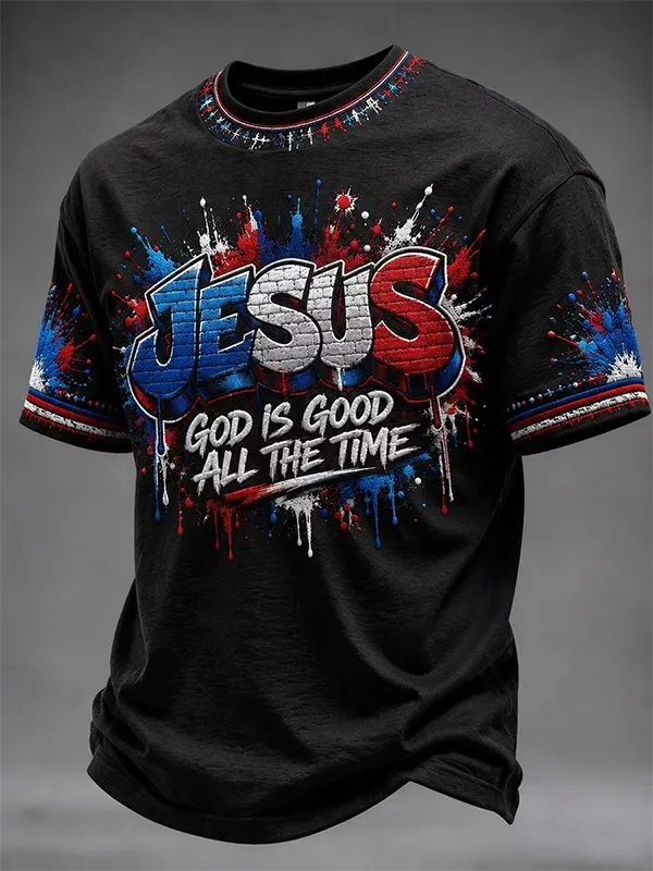 Men's God Is Good All The Time Palm Tree Print T-Shirt