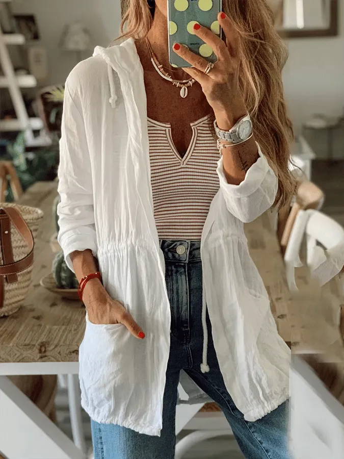 Women's Solid Color Loose Casual Hoodie