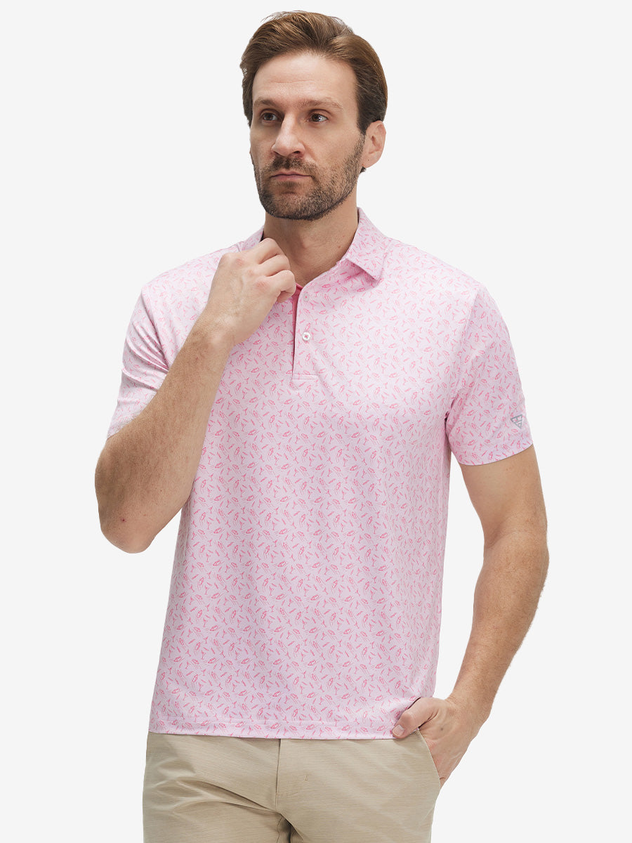 Swing in Style: 4-Way Stretch Performance Printed Golf Polo