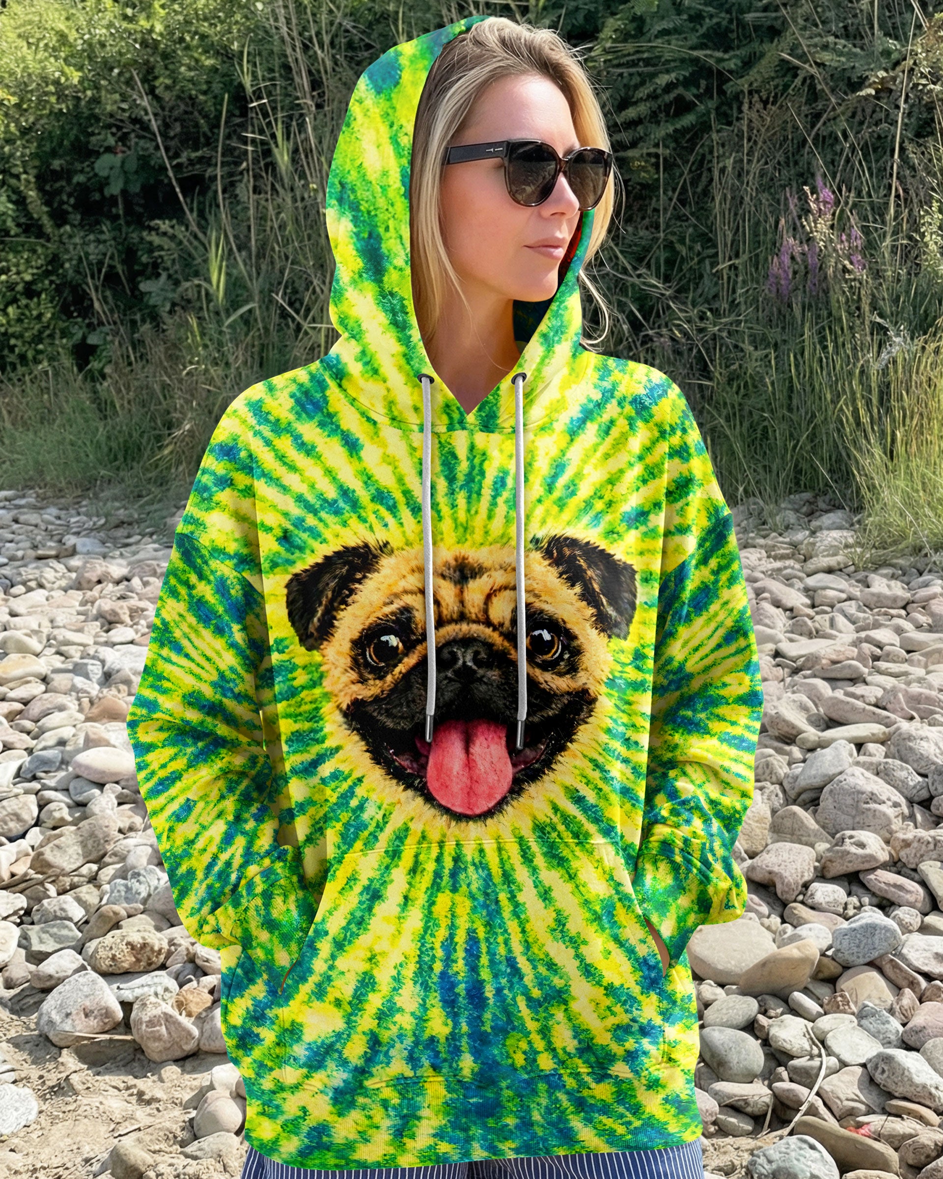 PUG DOG LEMON YELLOW SWIRL ALL OVER PRINT - TLNT2502262