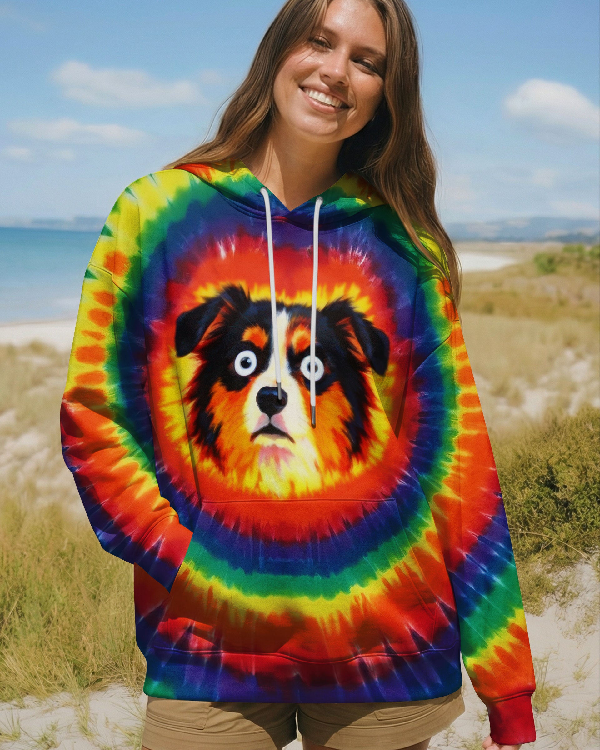 AUSTRALIAN SHEPHERD DOG COLORFUL SWIRL ALL OVER PRINT - TLTW1201261