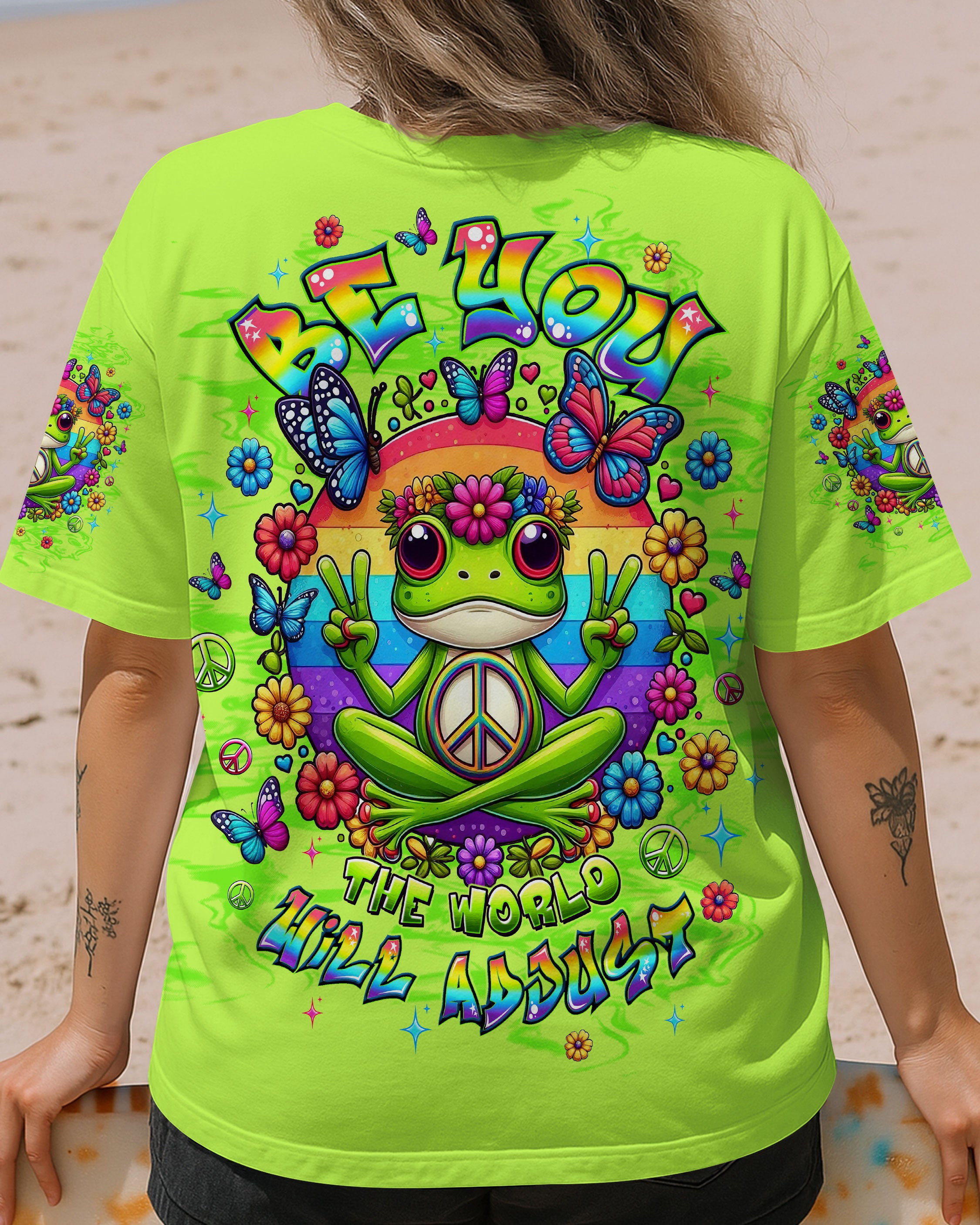 BE YOU THE WORLD WILL ADJUST FROG ALL OVER PRINT - TLTW2108251
