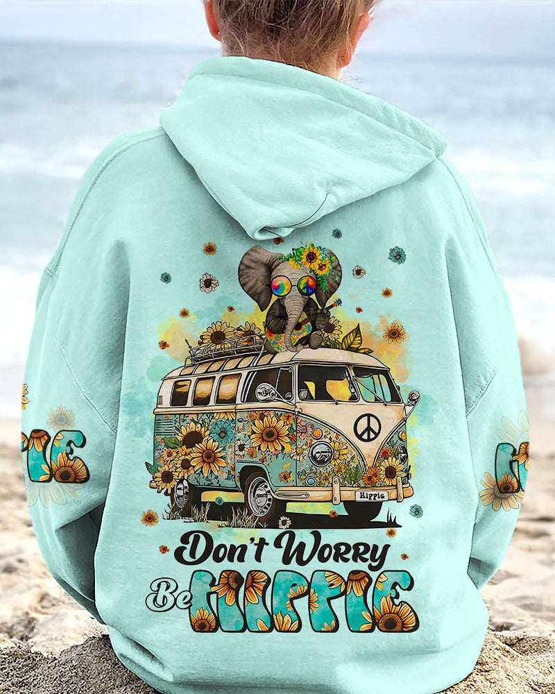 DON'T WORRY BE HIPPIE ELEPHANT ALL OVER PRINT - TLTR0103234