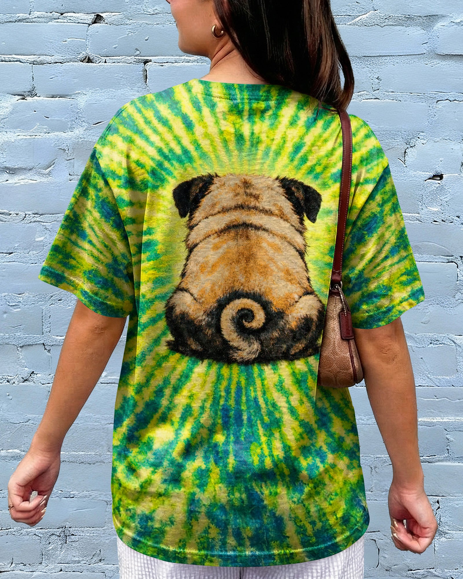 PUG DOG LEMON YELLOW SWIRL ALL OVER PRINT - TLNT2502262