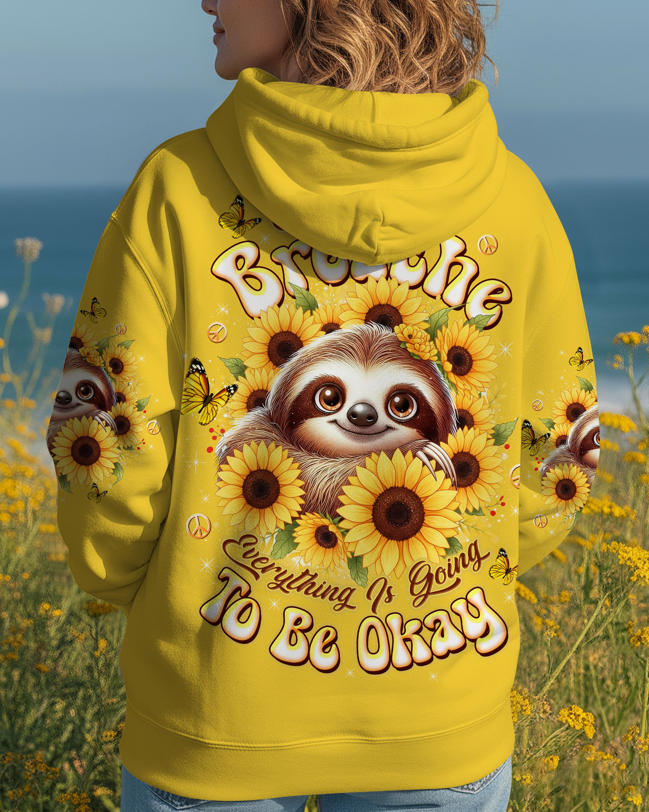 JUST BREATHE SLOTH SUNFLOWER ALL OVER PRINT - TLTW2310252