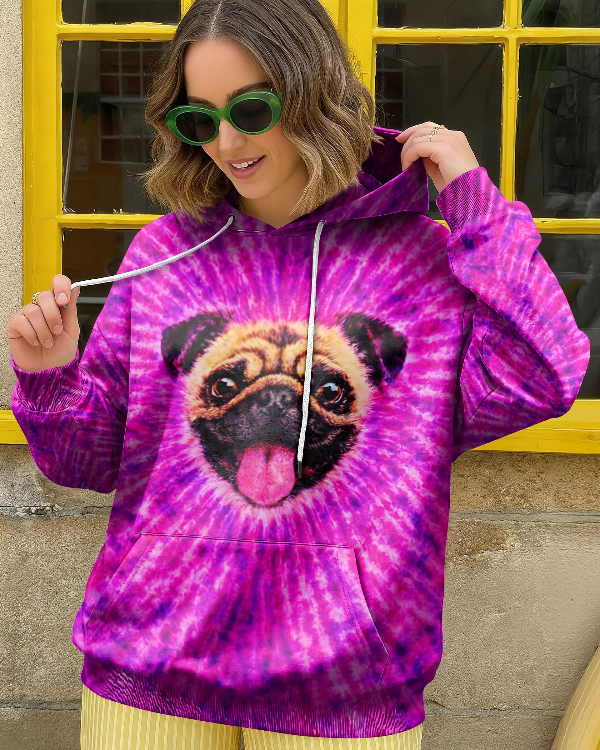 PUG DOG PURPLE & PINK SWIRL ALL OVER PRINT - TLNT2502261