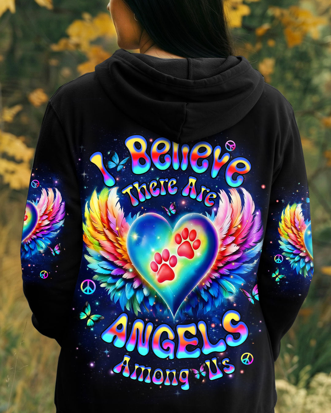 I BELIEVE THERE ARE ANGELS AMONG US PAW PRINT ALL OVER PRINT - YHHN2912253