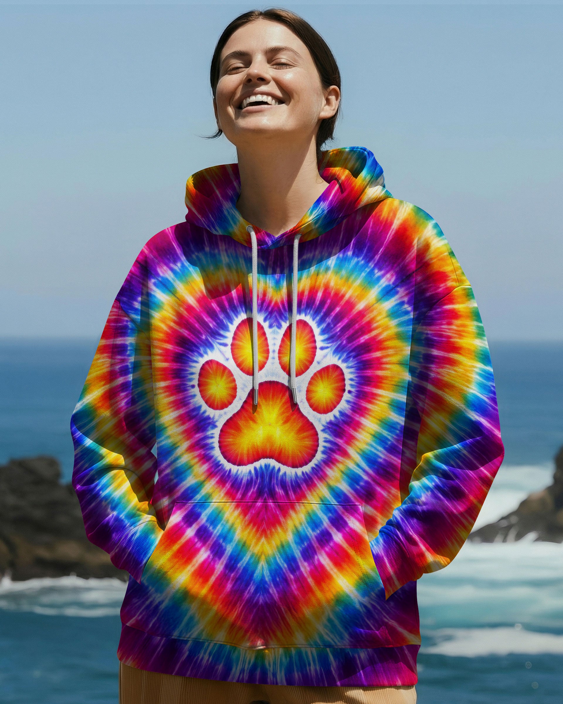 PAW PRINT HEART COLORFUL SWIRL ALL OVER PRINT  - TLTW0501261