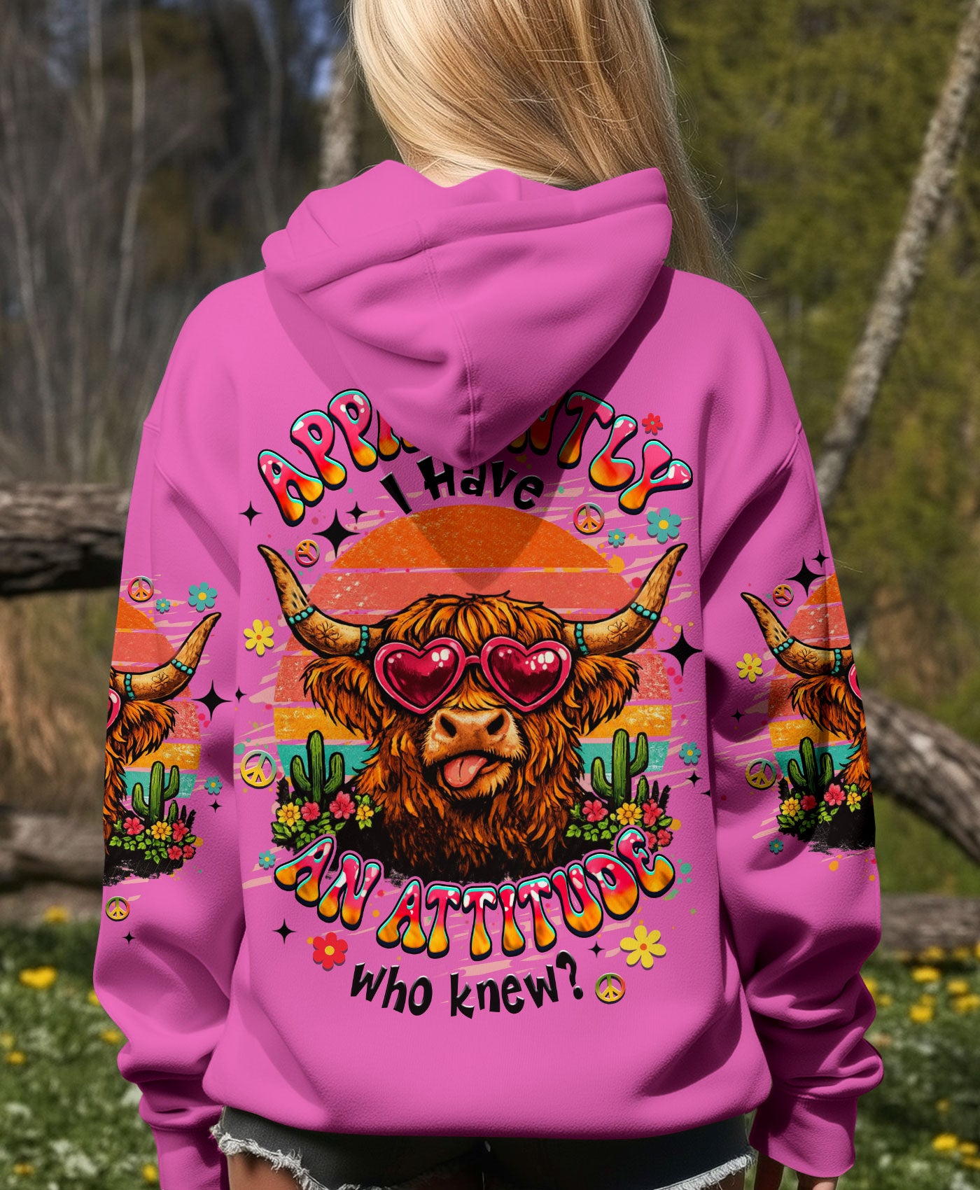 APPARENTLY I HAVE AN ATTITUDE WHO KNEW COW ALL OVER PRINT - TLHN1004261