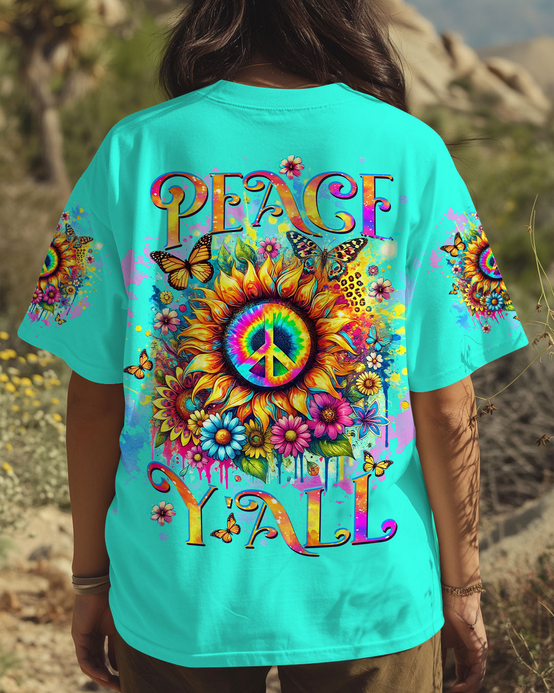 PEACE Y'ALL SUNFLOWER ALL OVER PRINT - TLTW0908243