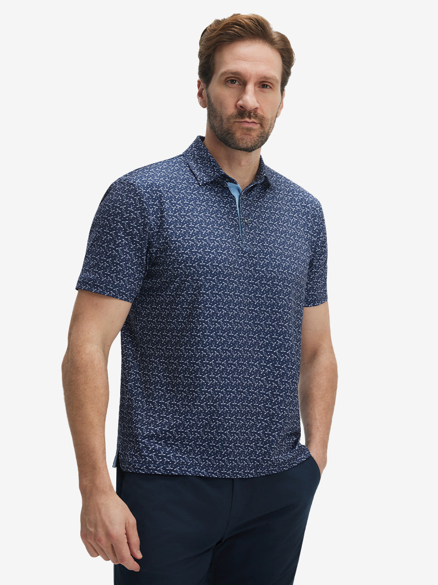 Swing in Style: 4-Way Stretch Performance Printed Golf Polo