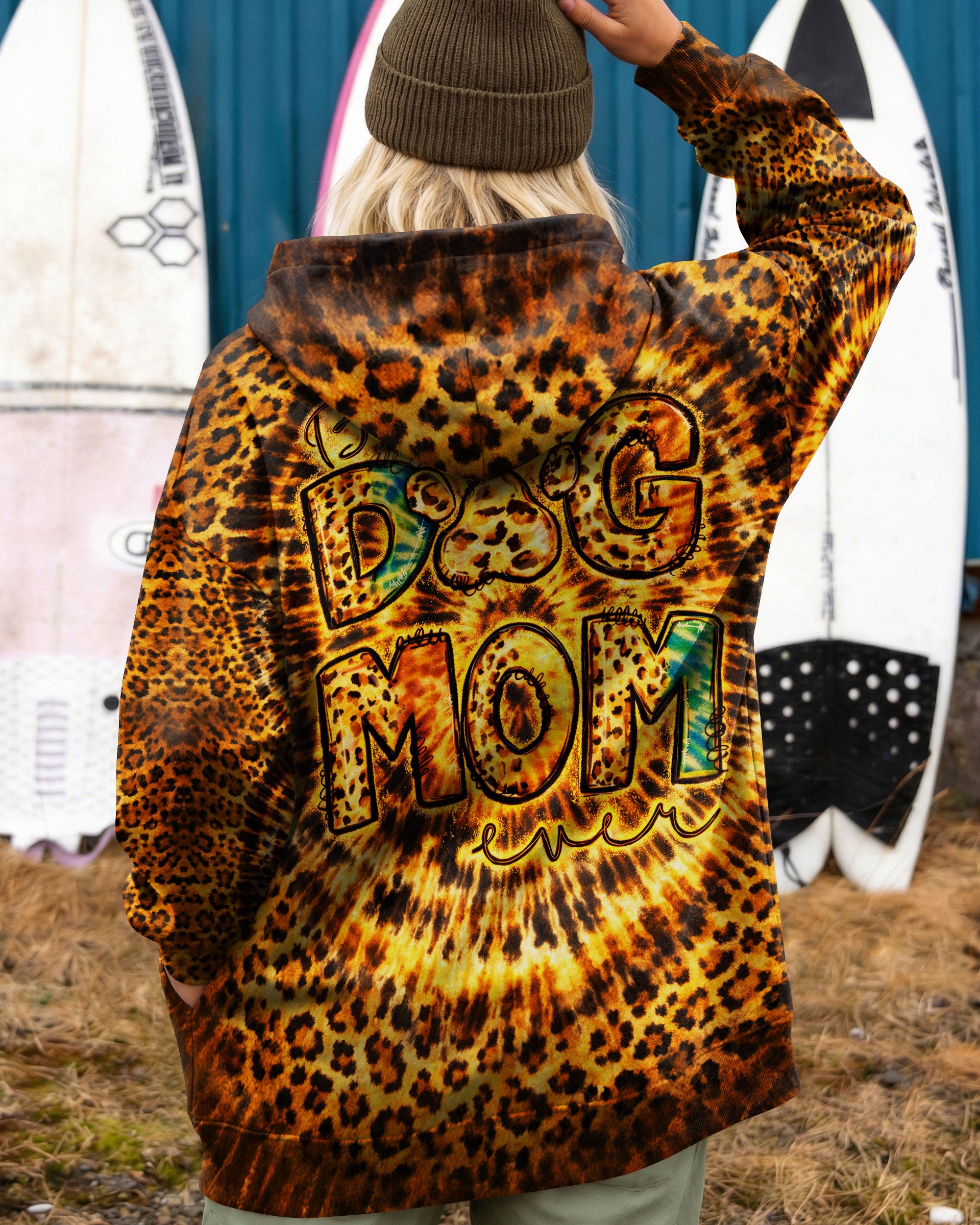 BEST DOG MOM EVER LEOPARD SWIRL ALL OVER PRINT   - TLNT1003261