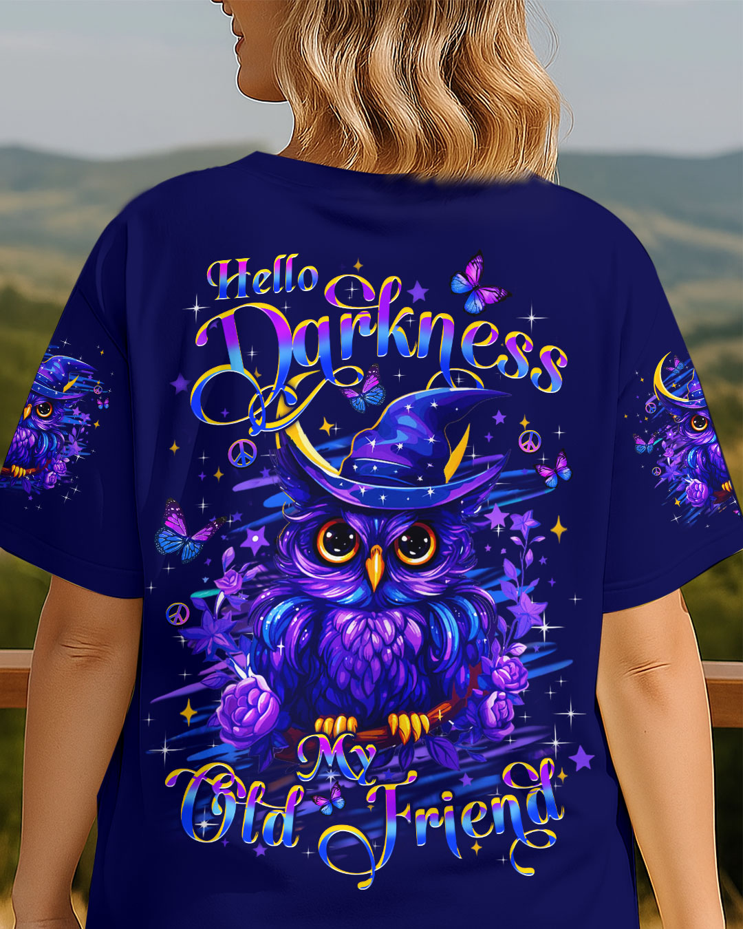 HELLO DARKNESS MY OLD FRIEND OWL WITCH HALLOWEEN ALL OVER PRINT - YHHN1809252