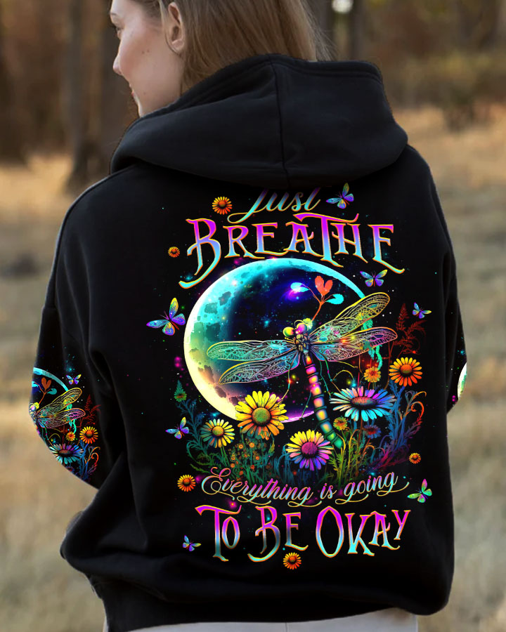 JUST BREATHE DRAGONFLY FLORAL MOON ALL OVER PRINT - TLTW2411232