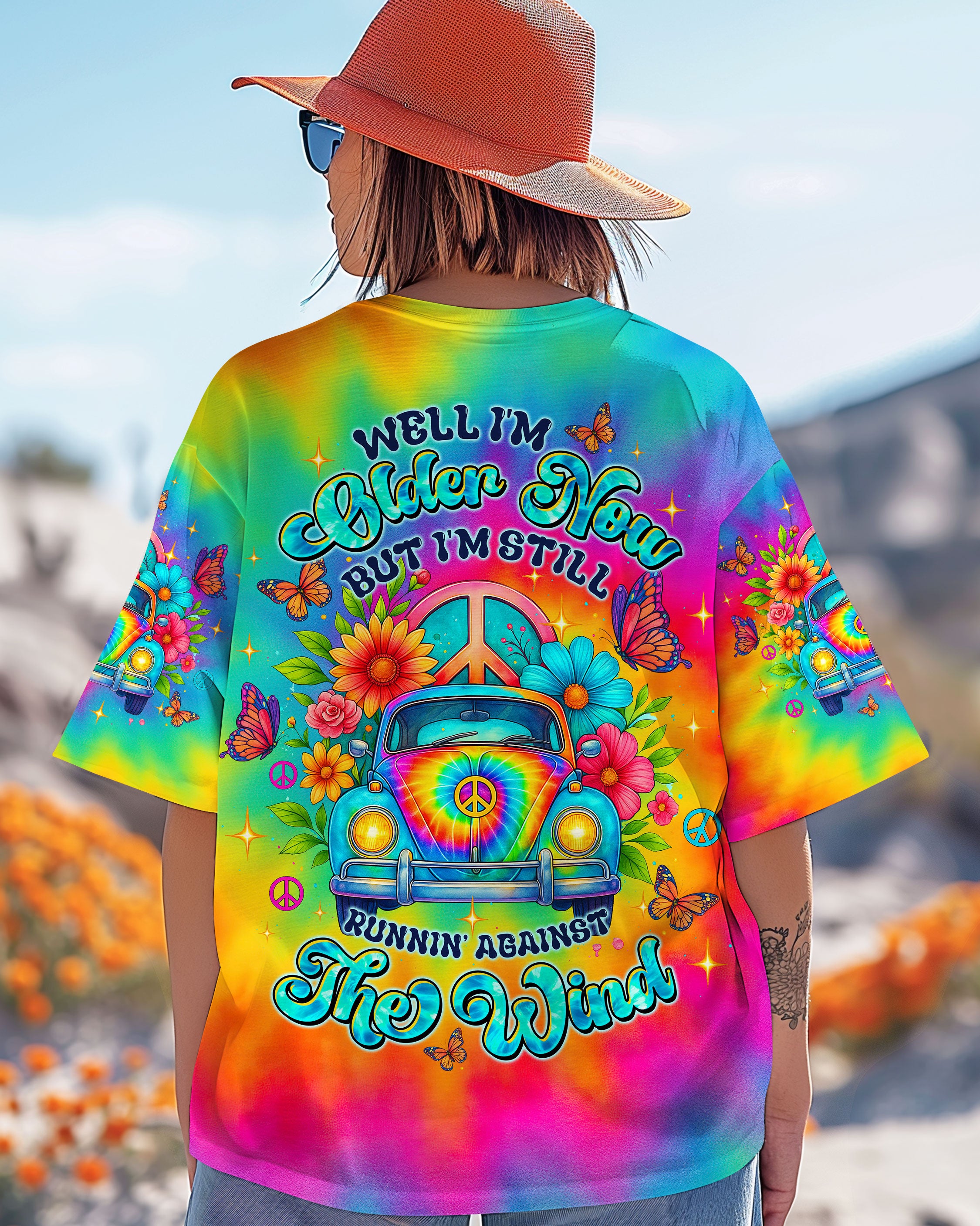 RUNNING AGAINST THE WIND TIE DYE CAR ALL OVER PRINT - TLTW2606251