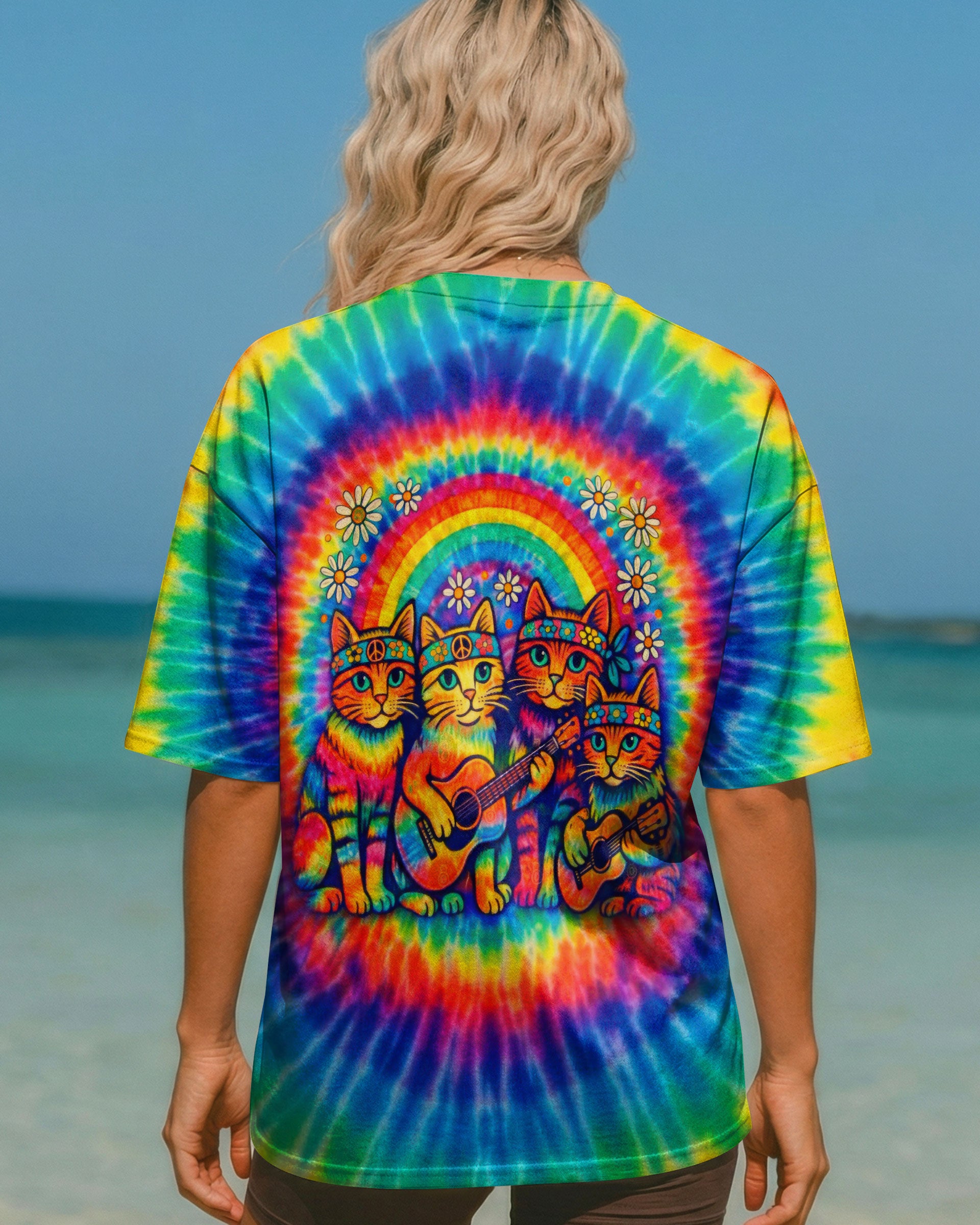 HIPPIE CAT RAINBOW  SWIRL ALL OVER PRINT - TLTW2601261