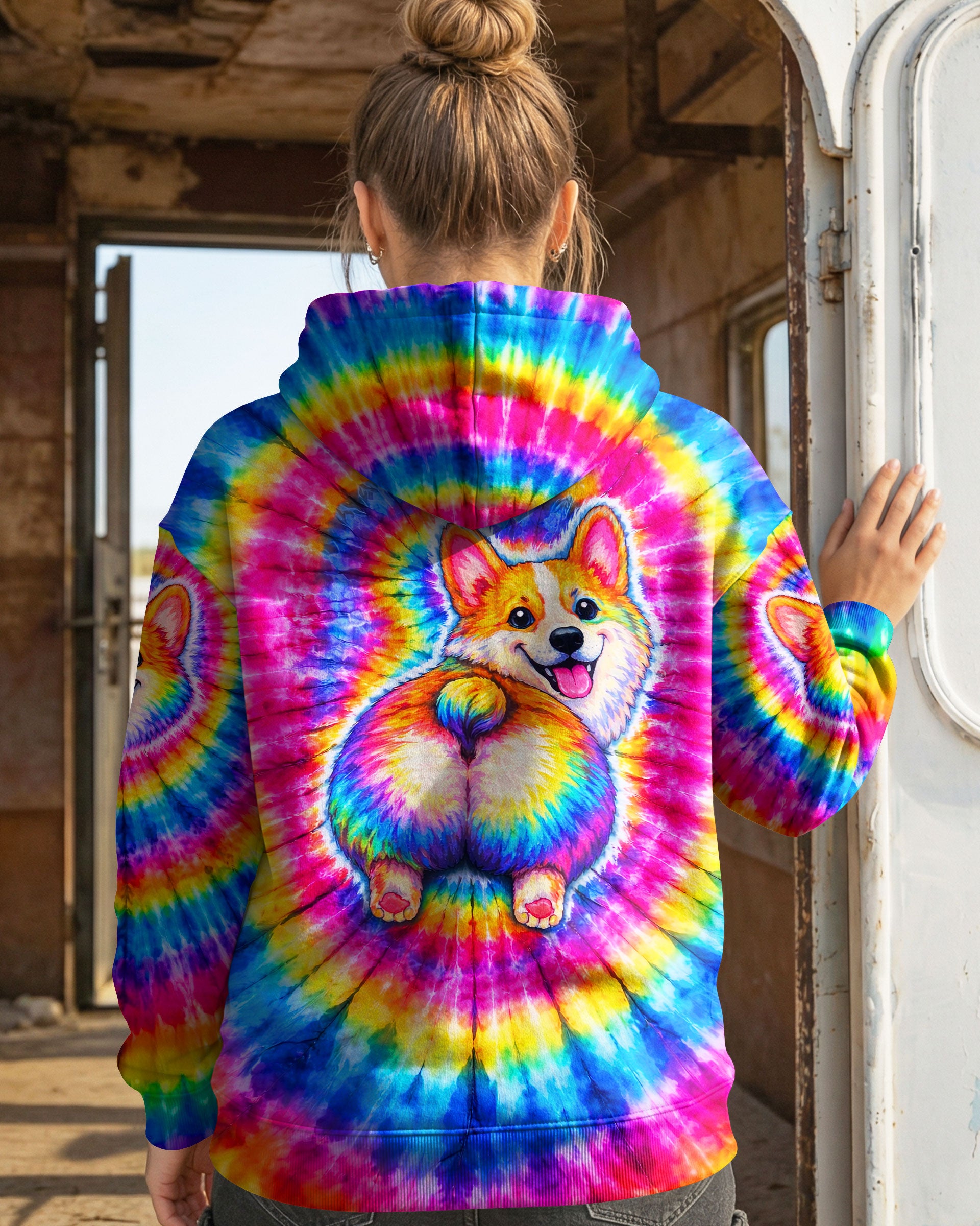 CUTE CORGI COLORFUL SWIRL ALL OVER PRINT   - TLNT1201262