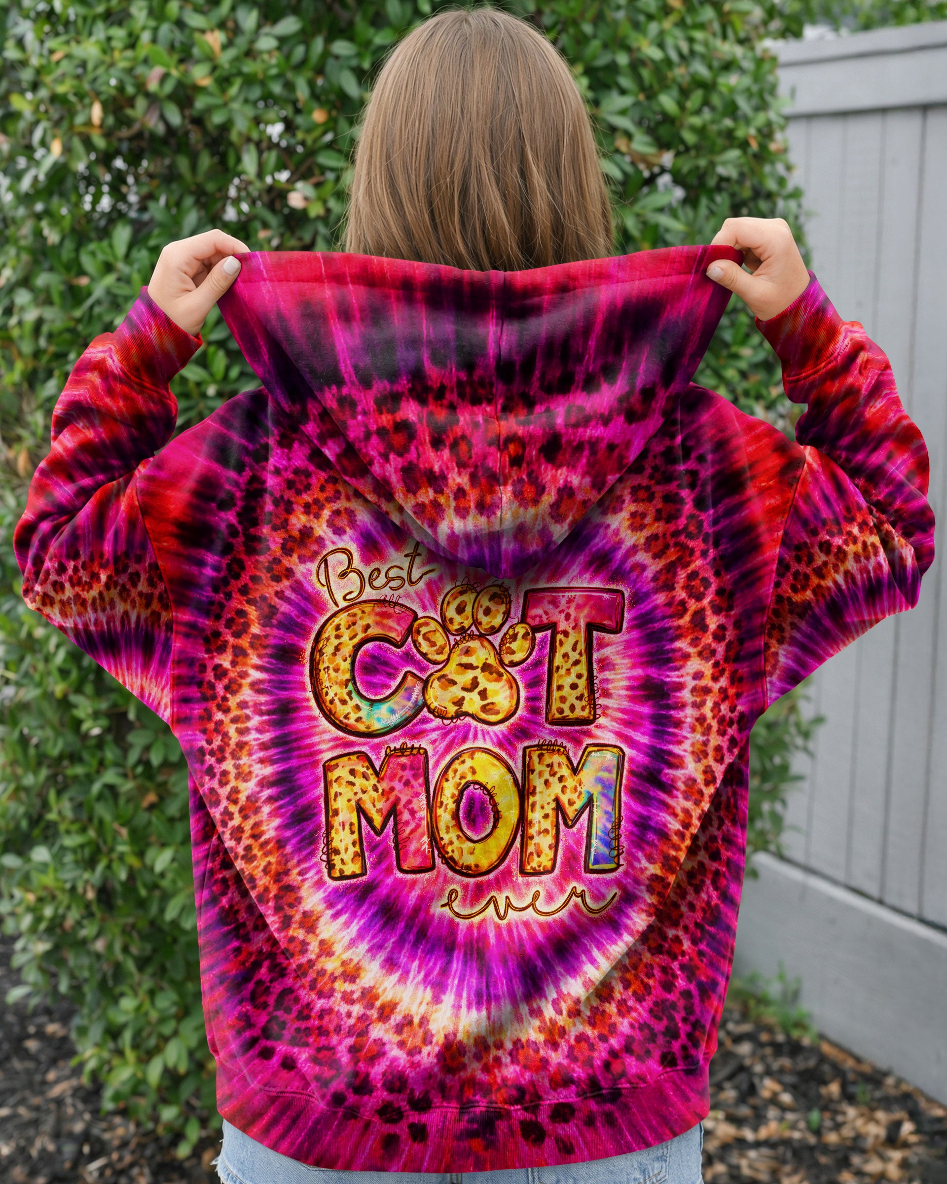 BEST CAT  MOM EVER LEOPARD SWIRL ALL OVER PRINT   - TLNT0603261