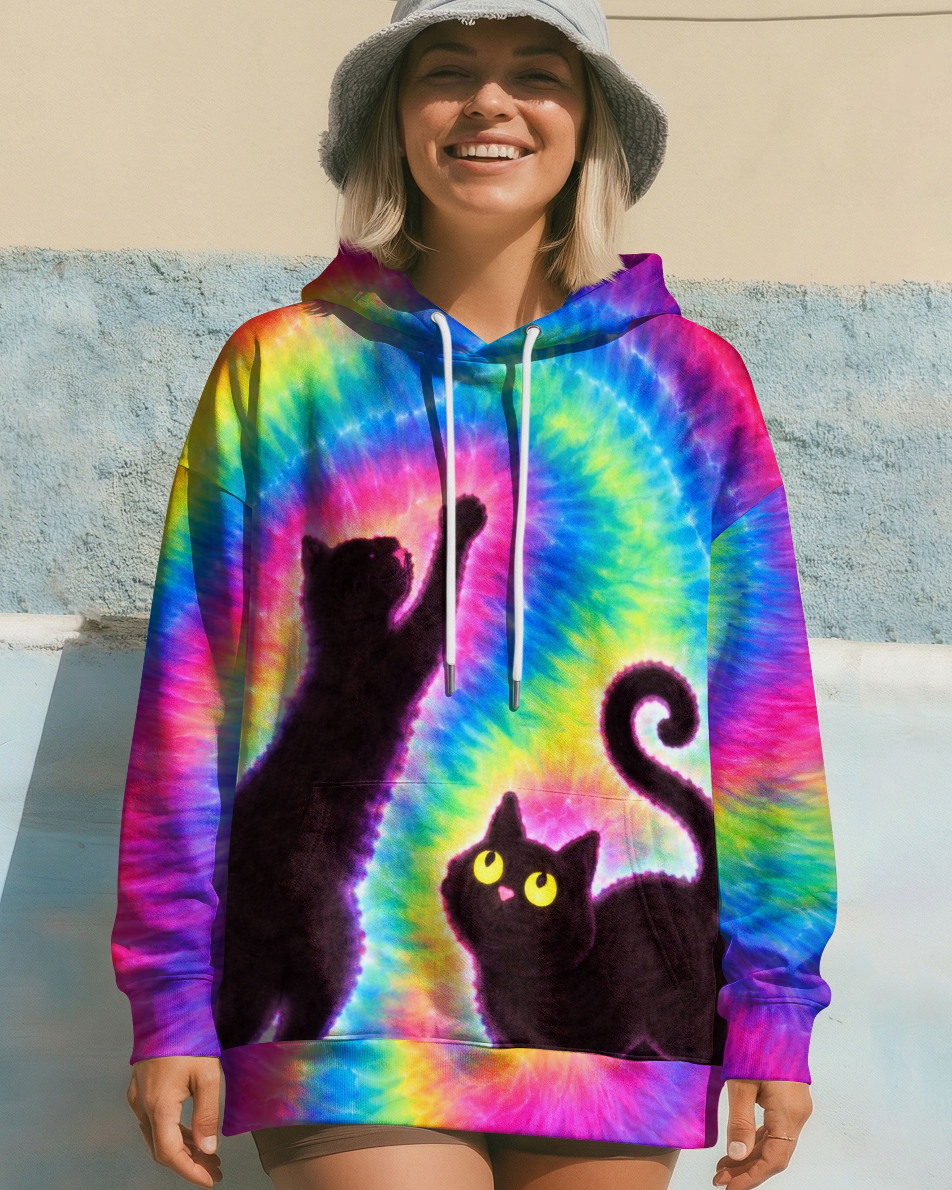 PLAYFUL CAT COLORFUL SWIRL ALL OVER PRINT - TLTW2901261