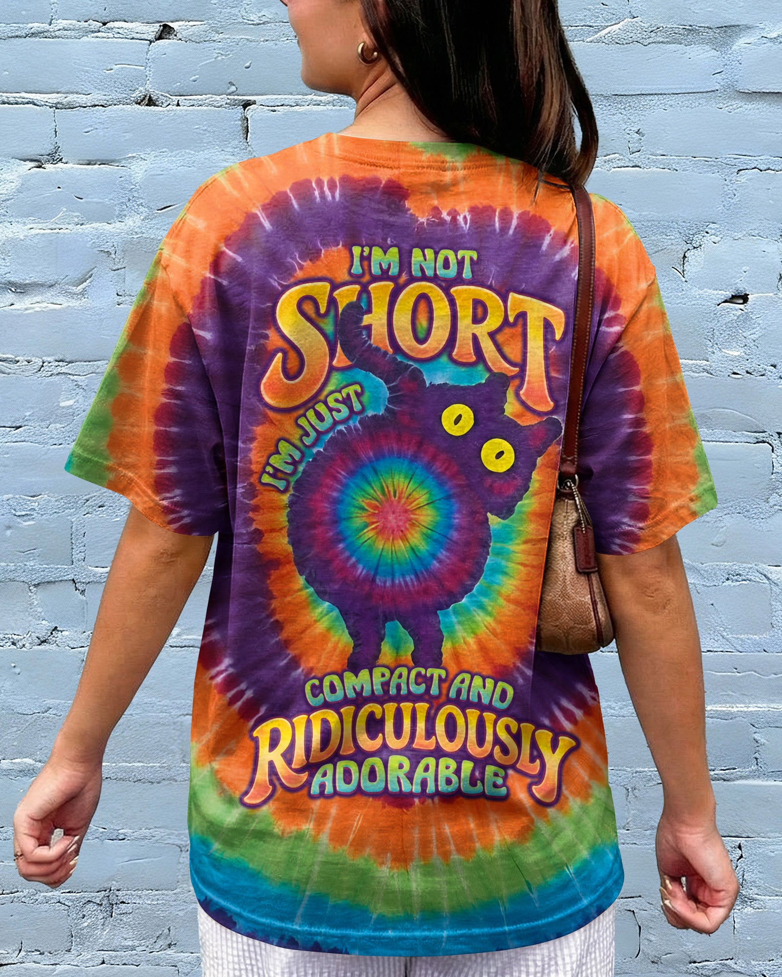 I'M NOT SHORT CAT COLORFUL SWIRL ALL OVER PRINT  - TLNO2403261