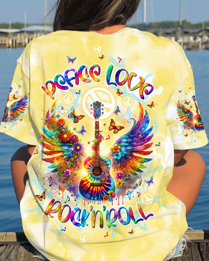 PEACE LOVE ROCK'N' ROLL GUITAR ALL OVER PRINT - TLTW2905243