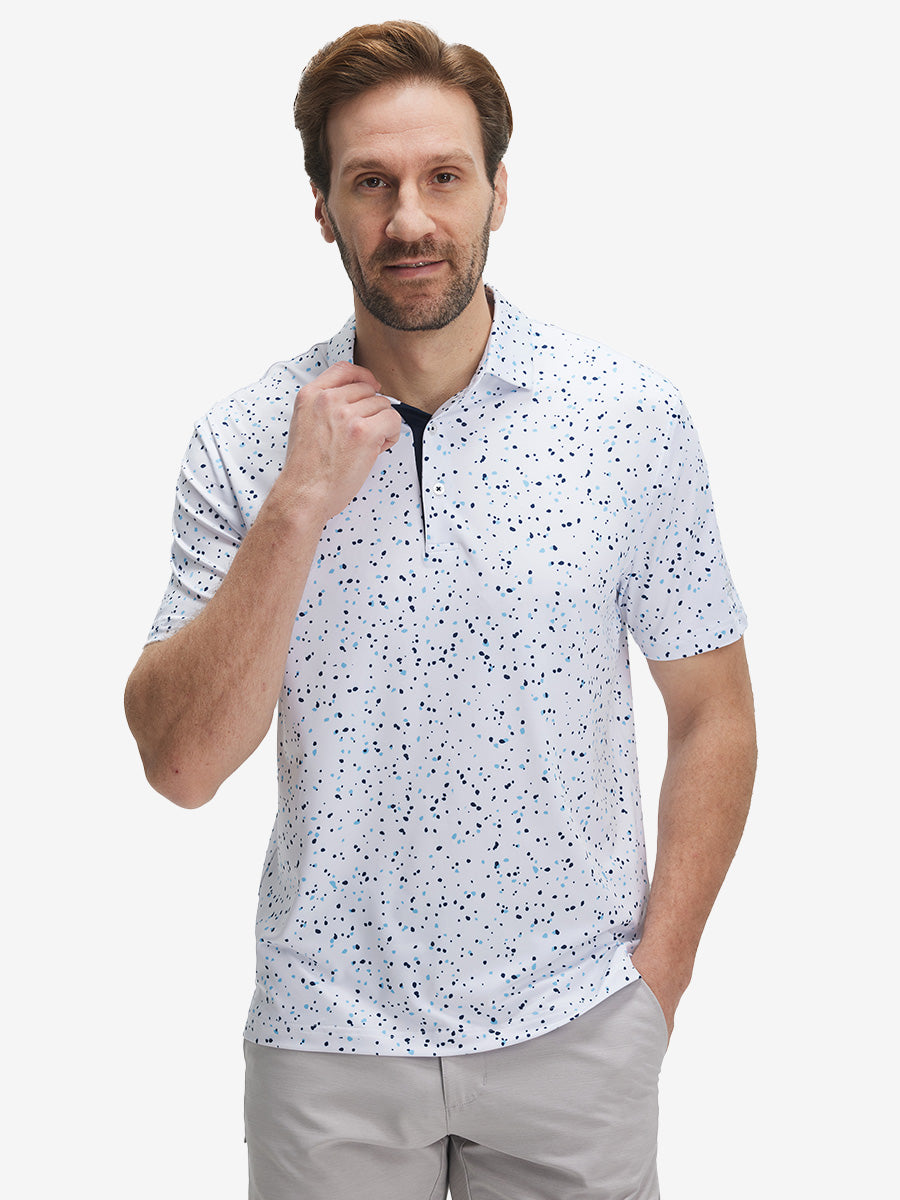 Swing in Style: 4-Way Stretch Performance Printed Golf Polo