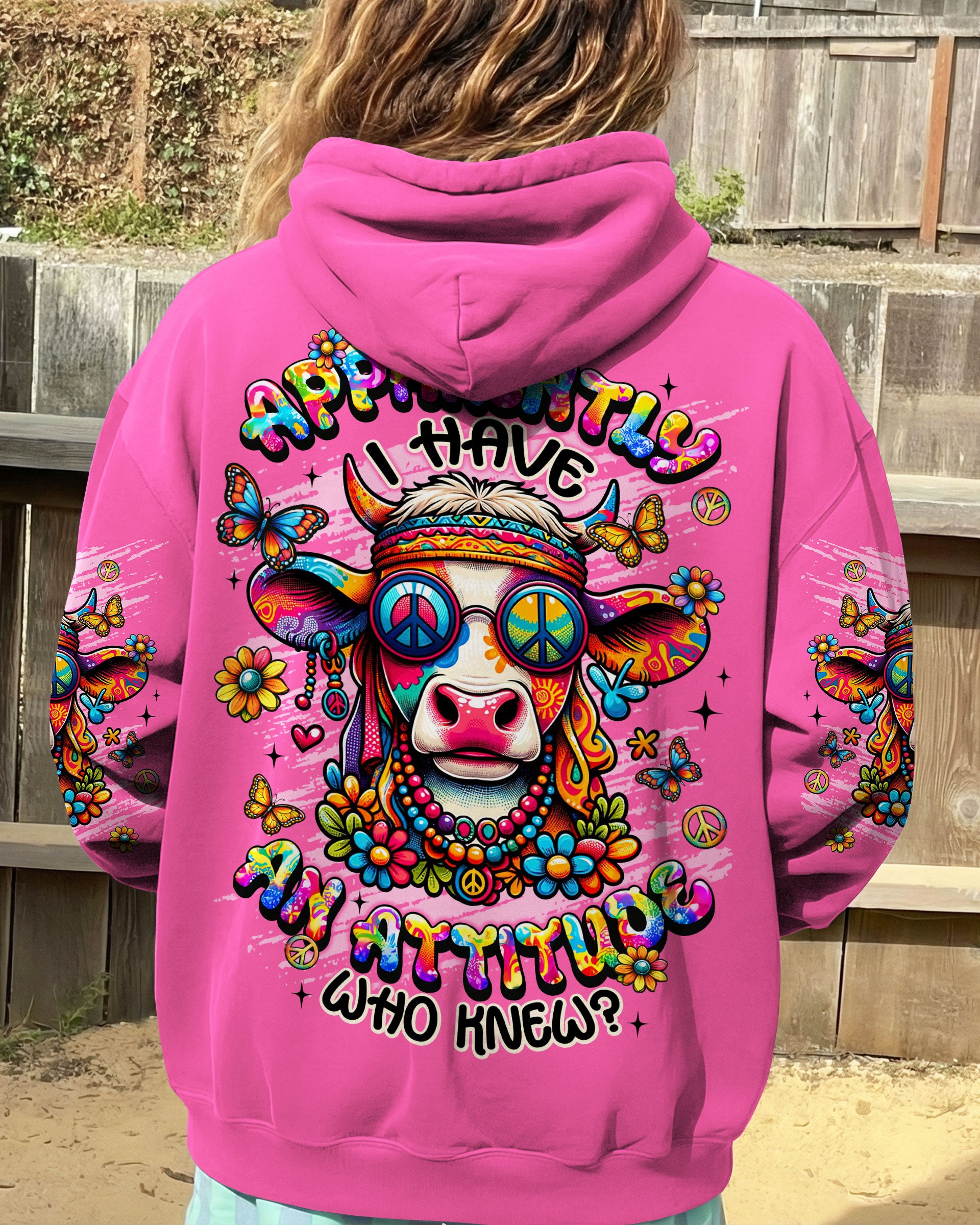 APPARENTLY I HAVE AN ATTITUDE WHO KNEW COW ALL OVER PRINT - TLNT0602261