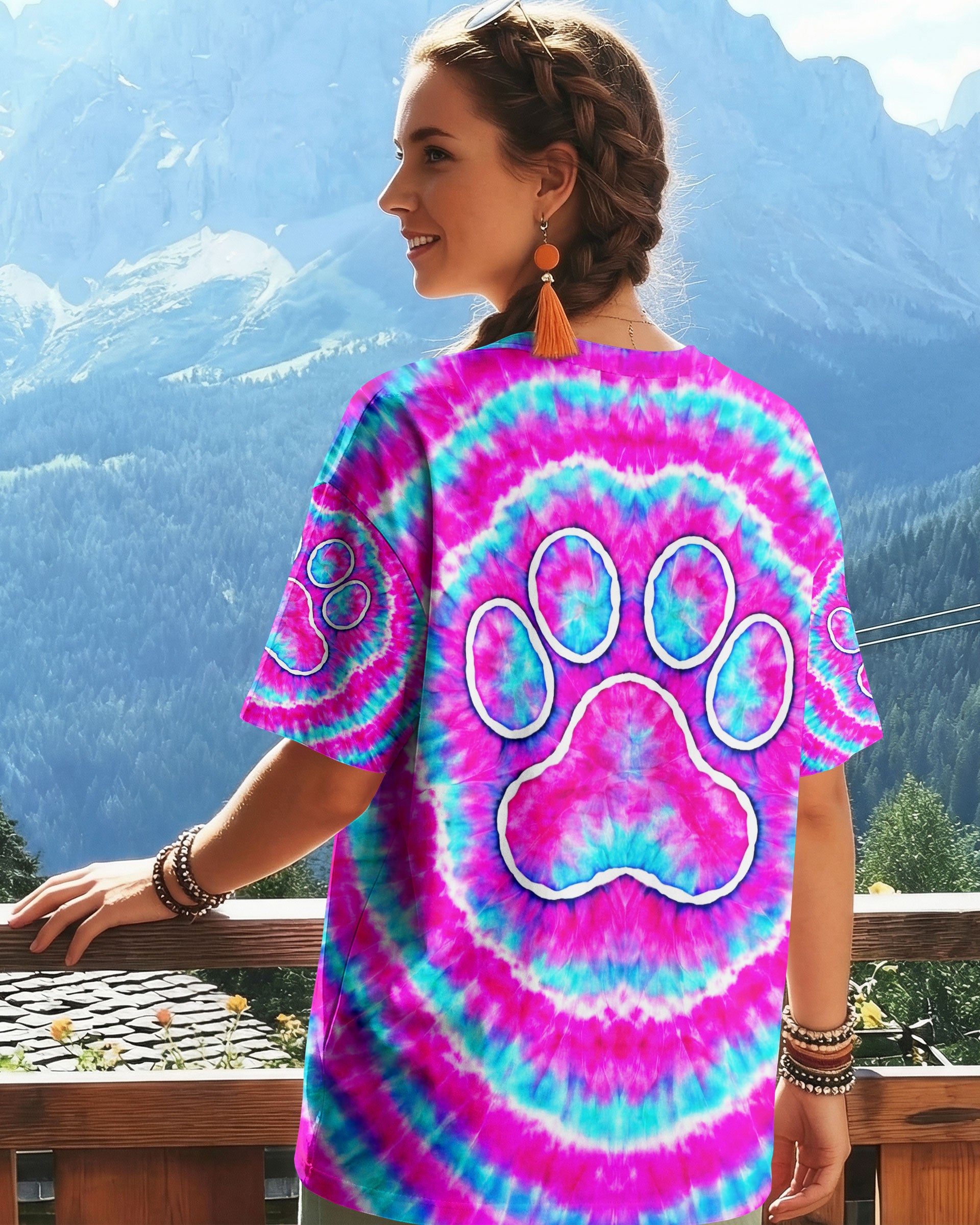 PAW PRINT PINK & BLUE SWIRL ALL OVER PRINT  - TLNT0701262
