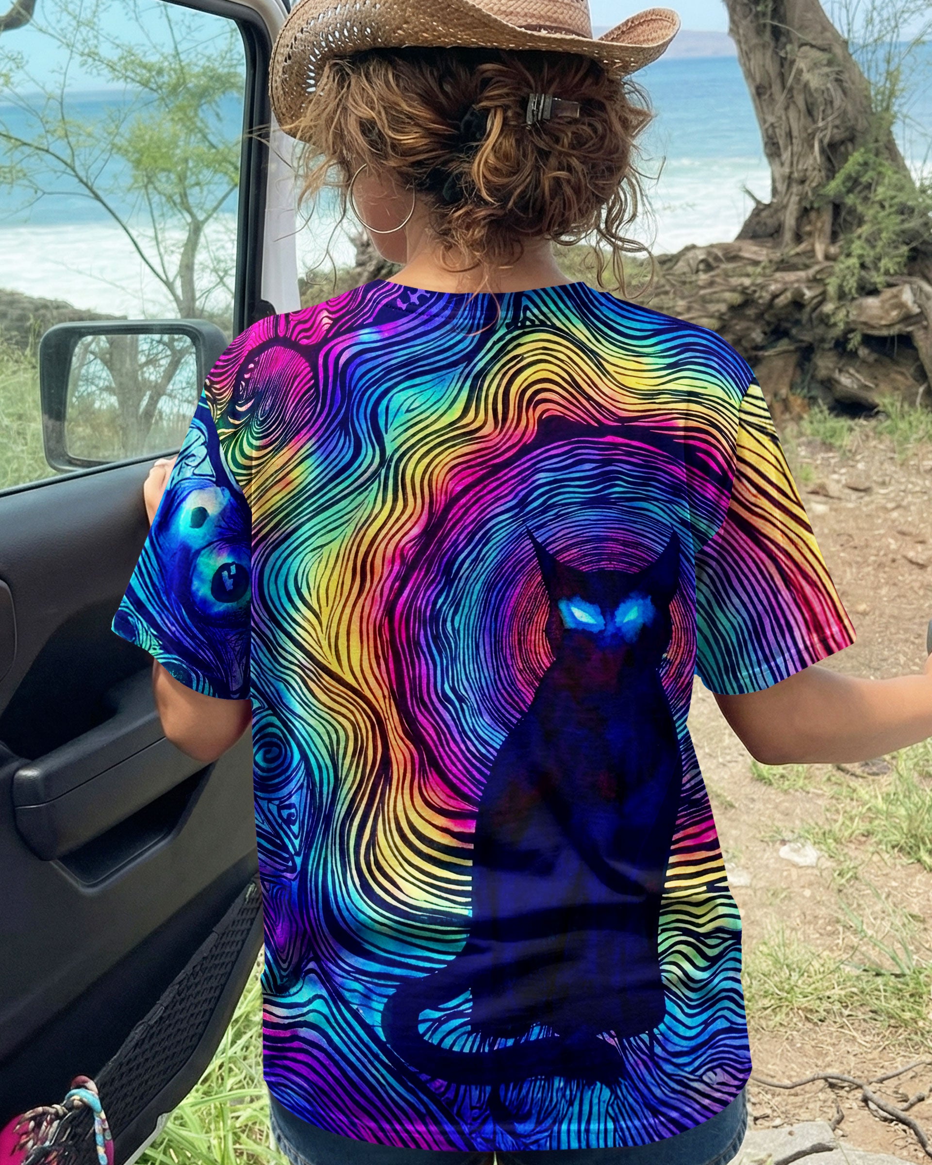 PSYCHEDELIC BLACK CAT ALL OVER PRINT - TLNT2803261