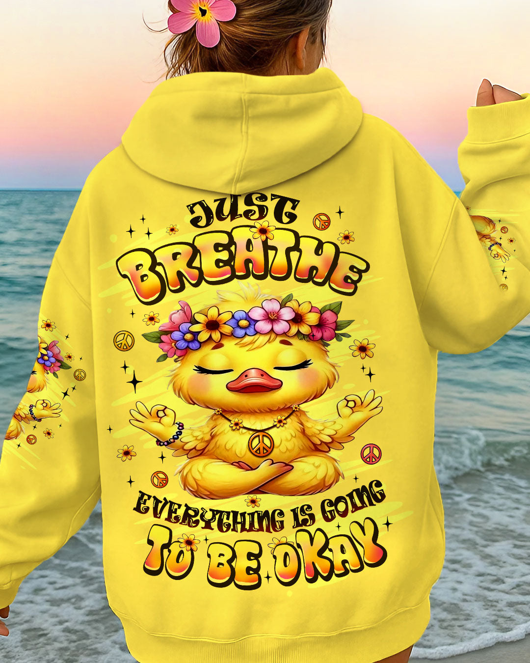 JUST BREATHE DUCK HIPPIE ALL OVER PRINT - YHLT2708251