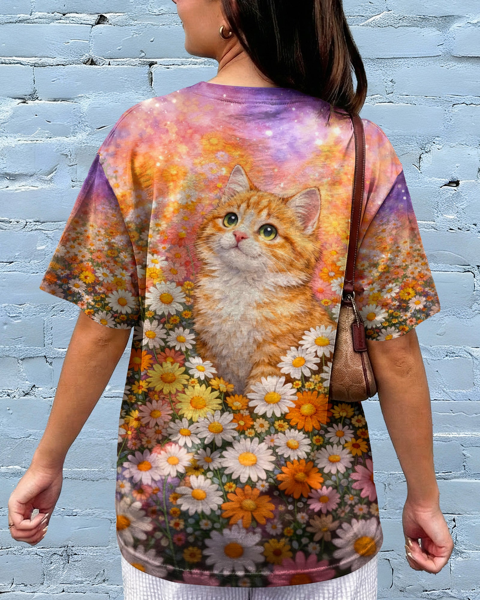 WATERCOLOR FLORAL CAT ALL OVER PRINT - TLHG1603261