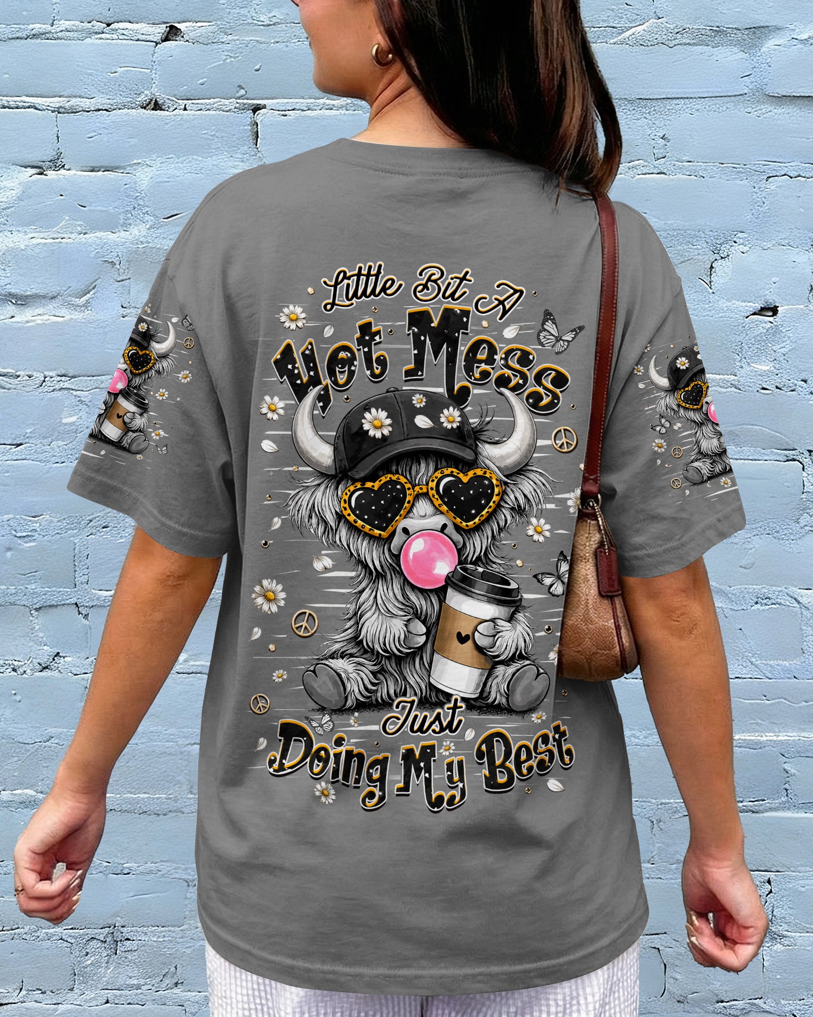 LITTLE BIT A HOT MESS COW ALL OVER PRINT  - TLHN1706264