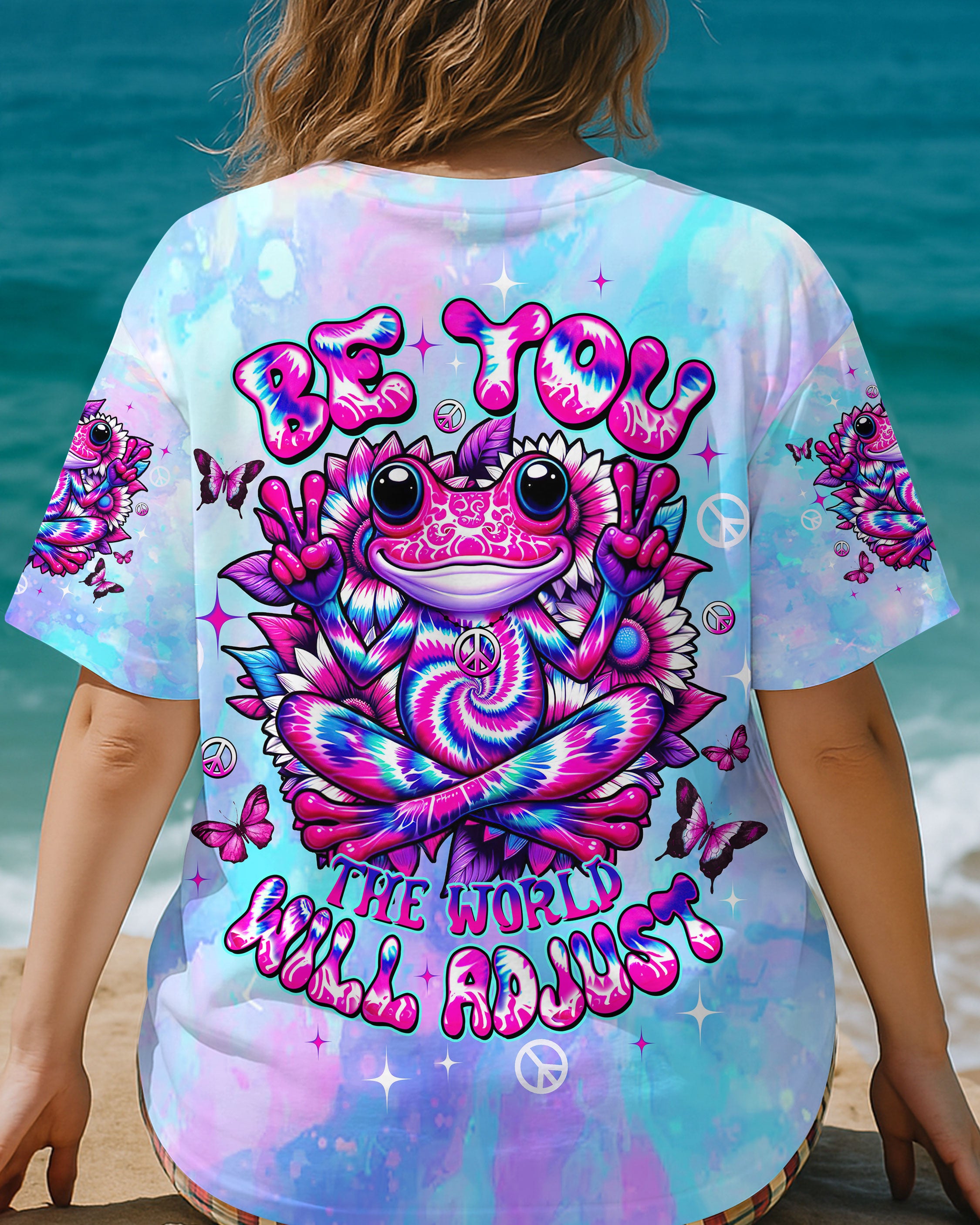 BE YOU THE WORLD WILL ADJUST FROG TIE DYE ALL OVER PRINT - TLTW3107252
