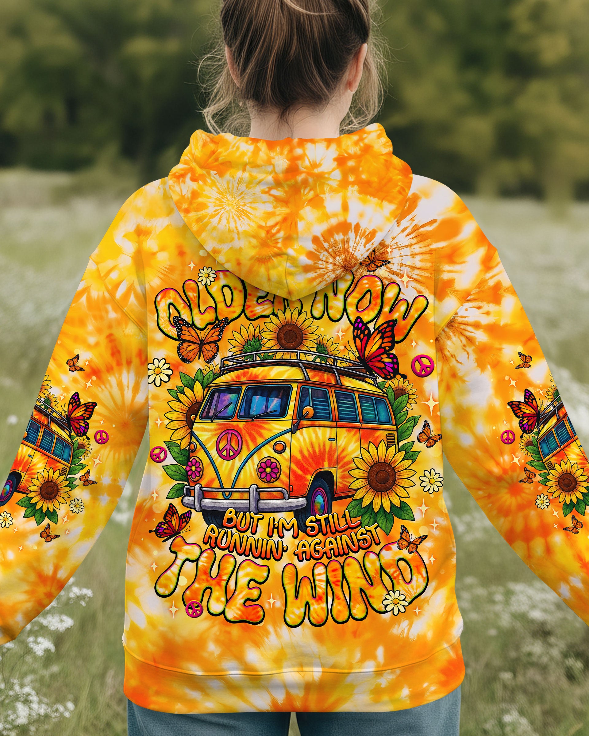 RUNNING AGAINST THE WIND BUS SUNFLOWER TIE DYE ALL OVER PRINT - TLNT1311252
