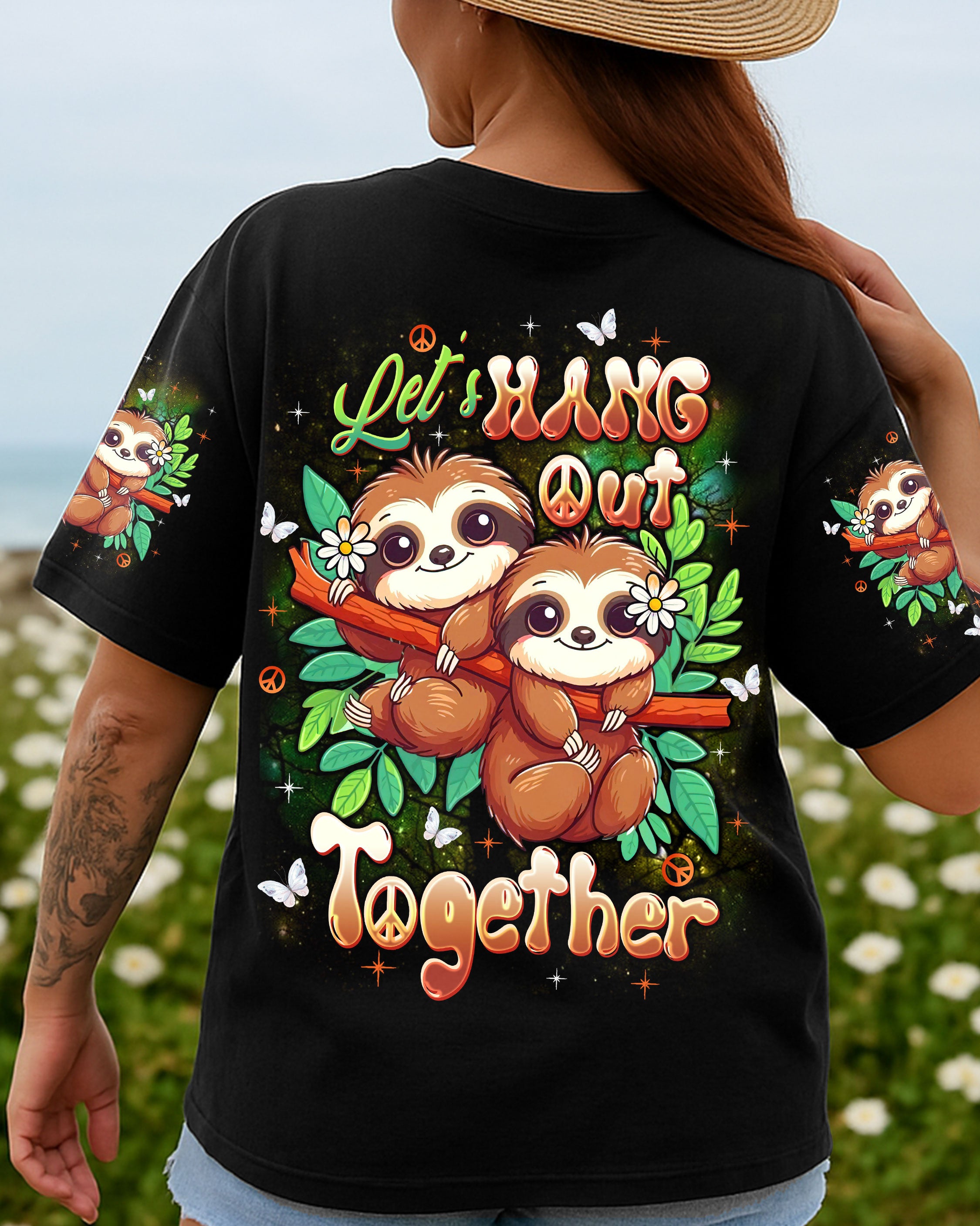 LET'S HANG OUT TOGETHER SLOTH ALL OVER PRINT - TLTW1909251