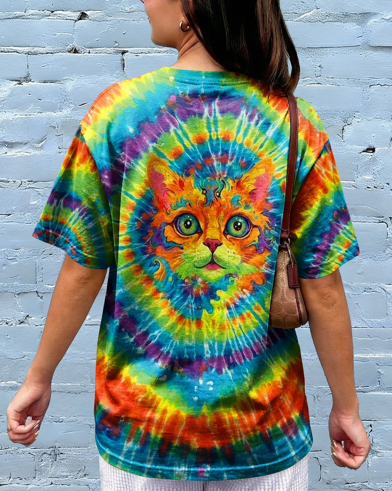 PSYCHEDELIC RAINBOW SWIRL CAT ALL OVER PRINT - YHLT0402261