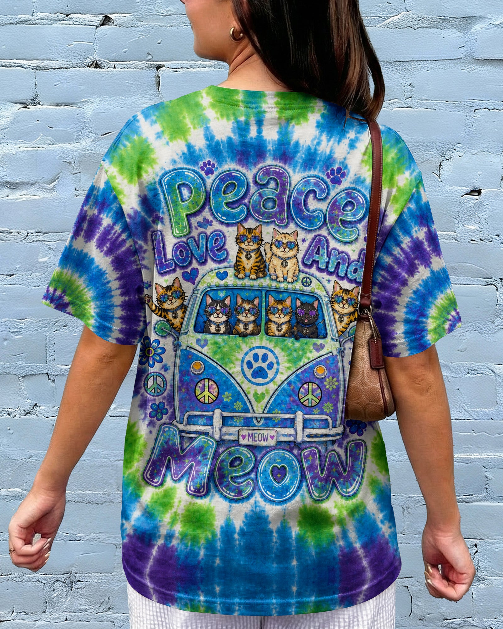 PEACE LOVE AND MEOW CAT VAN ALL OVER PRINT - KMTM3107262